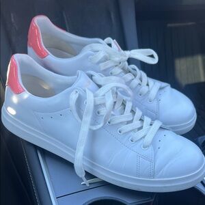 Tory Burch White and Pink Sneakers